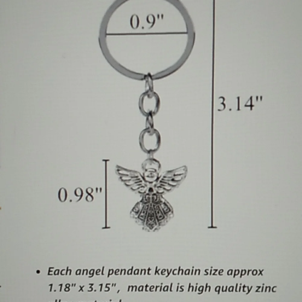 Phaeton Silver Tone Guardian Angel Charm Keychain 1 x 3 1/4 inch total w keyring - Picture 4 of 9